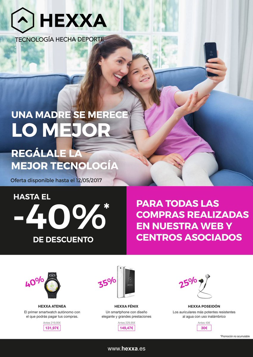 Para el #diadelamadre.....regala Hexxa!! Os lo ponemos fácil con descuentos de hasta el 40% en la web ow.ly/56qO30bqMjf