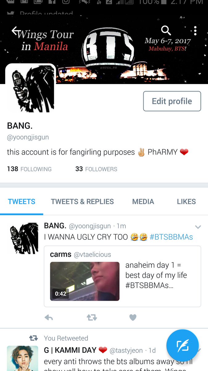 yoongjisgun's tweet photo. I finally changed it! Thank you @SUGA_PH 😄 #BTSBBMAs #HappyGun https://t.co/s0XbBW1dGH