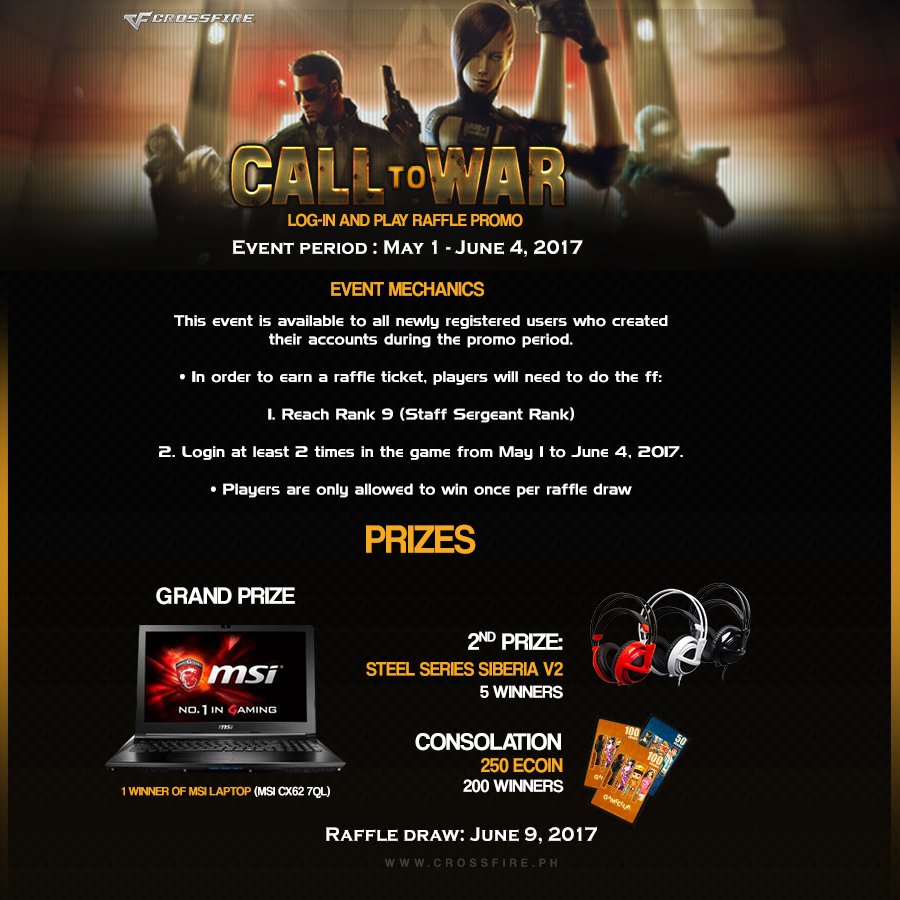 Crossfire_PH's tweet photo. [RAFFLE] Call to War - Log-in and Play Promo https://t.co/ViqhwLocY7