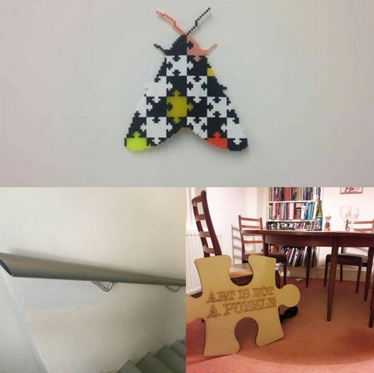 tichborneG's tweet photo. #setup #artisnotapuzzle #Centraltrail @artistshouses #buylocal #brighton Hama Bead Moth, @PeterFish13   #PVSaturday from 6 all welcome. https://t.co/V46FxXQkGv