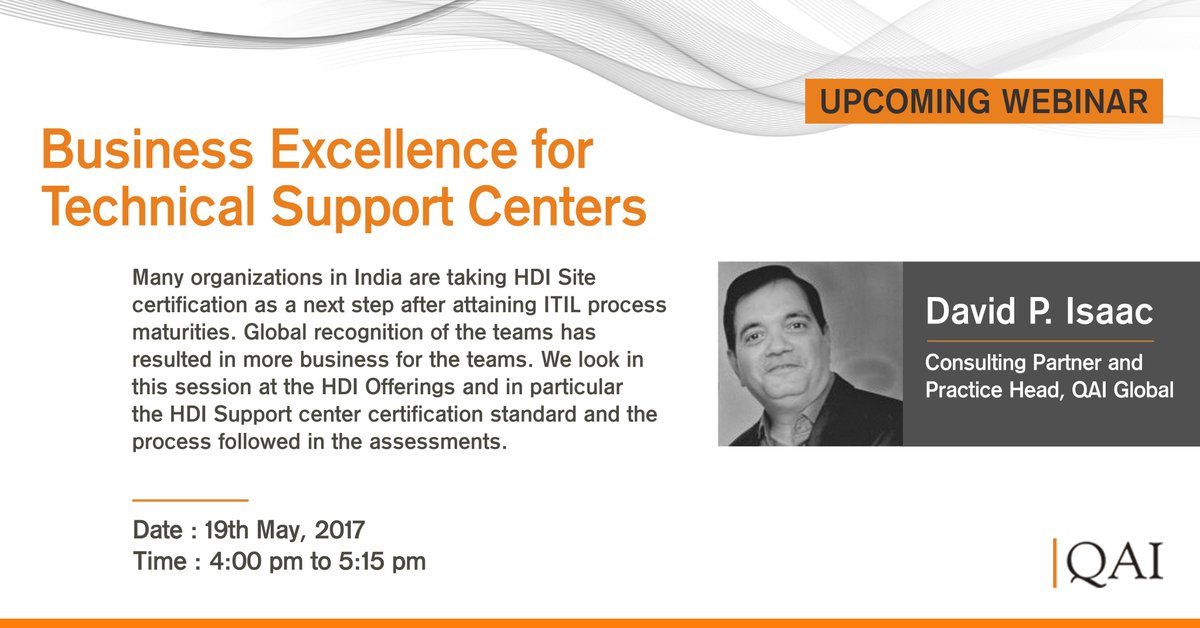 A live webinar on Business excellence that will help understand the HDI SSC Assessment framework. Register at goo.gl/5rrrSo