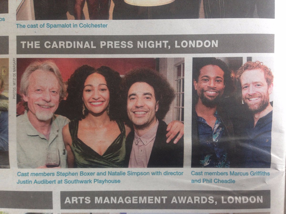 Troupe_Theatre's tweet photo. Spotted @TheStage #SceneAround #TheCardinal cast & director looking glam on Press Night @swkplay They look even swankier in period costume! https://t.co/jkigtyWKTY
