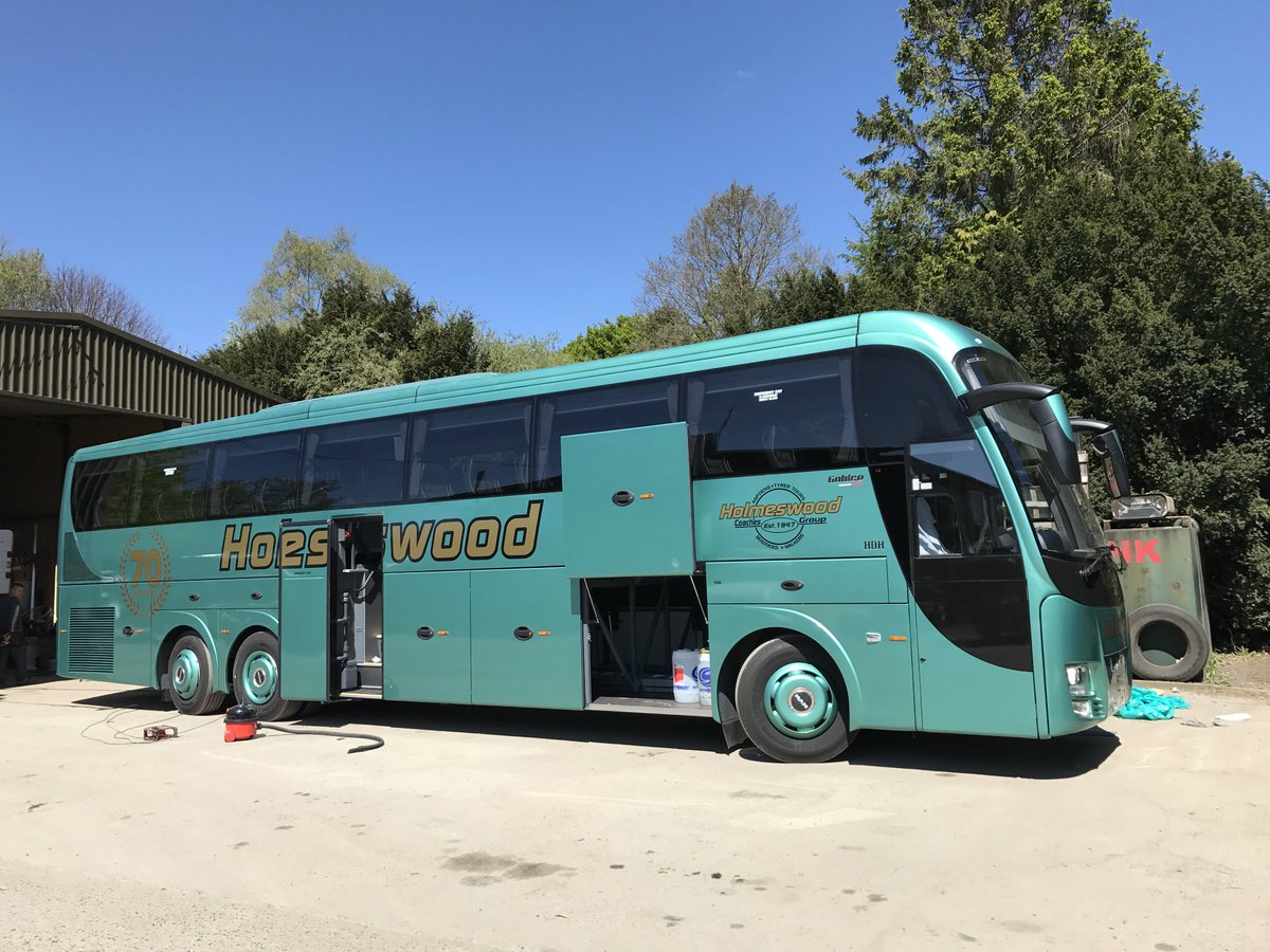 basecoachsales's tweet photo. The final preparations of @carrBarbi number 2 ready for @UKCoachRally have commenced of @hoodcoaches 65 Seat Exec https://t.co/D671H0wMHA