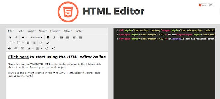 wwwhatsnew's tweet image. #Sóloprogramadores #html HTML Editor, una web para crear contenido en HTML con un editor visual dlvr.it/P40Qyh