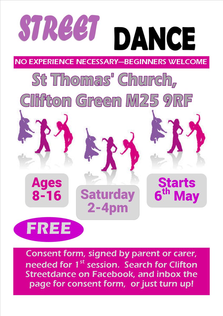 h_sf4l's tweet photo. Starts tomorrow - FREE #streetdance for #youngpeople in Clifton, #salford @citywesthousing @SalfordCouncil @SalfordLeisure @wuu2salford https://t.co/O6uFbmQC7p