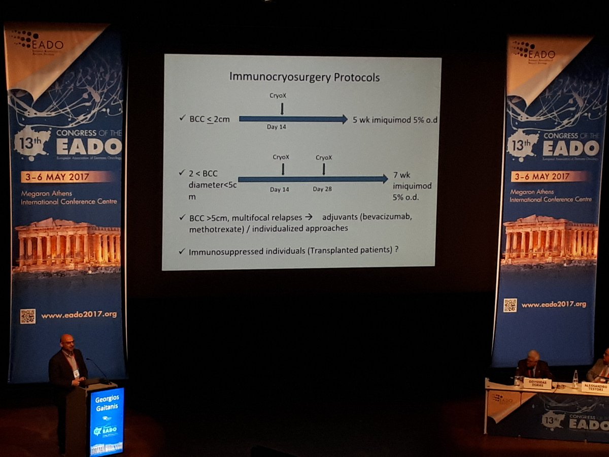 ecancer's tweet photo. Dr Georgios Gaitanis presents protocols in immunocryosurgery as a regional treatment option for melanoma at #eado2017 https://t.co/Uhe9bQULI1