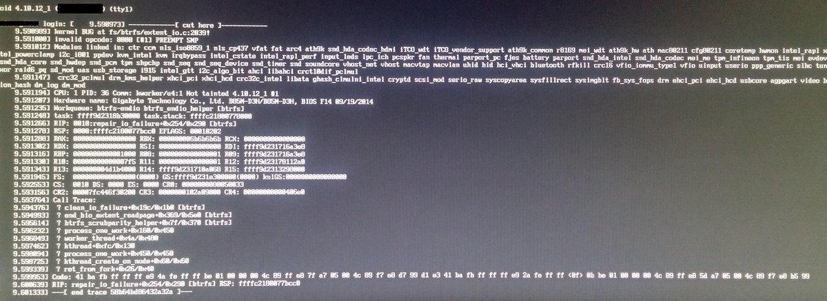 Hydrosaure's tweet image. Lovely how #Linux craps itself upon #BTRFS errors despite running your data in DUP profile #Voidlinux
Where's my #ZFS silent recovery?
