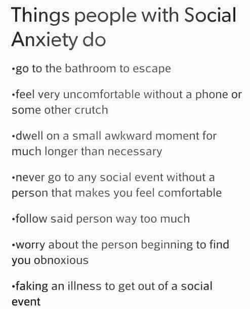 social anxiety things