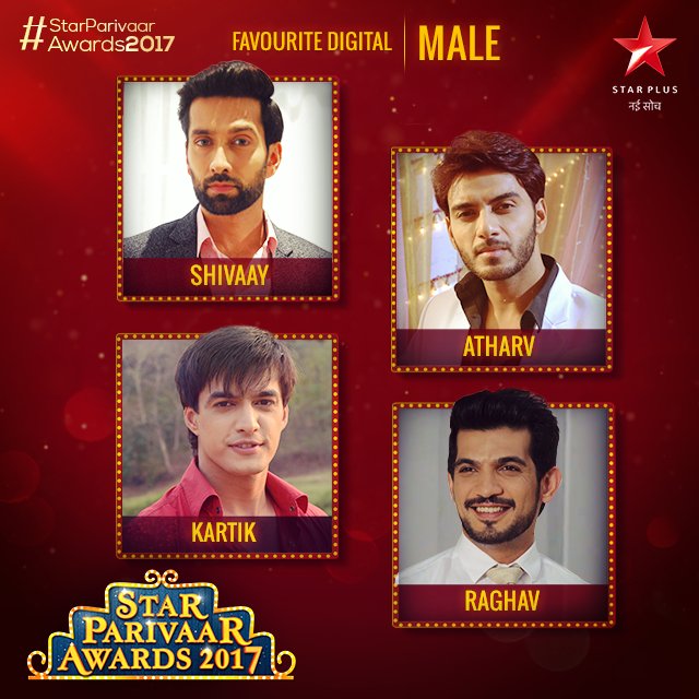 StarPlus's tweet photo. Their presence on social media can’t be missed! VOTE NOW for your Favourite Male on Digital! #StarParivaarAwards2017 https://t.co/zoVOT1iFJY https://t.co/I2JUgTQyyv