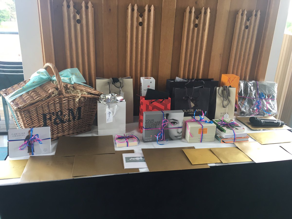CusackSusan's tweet photo. Fabulous prizes for @SSChospices #FoSSC Richmond Park lunch today @Royal mid-Surrey Golf Club https://t.co/JWXKQaJr4s