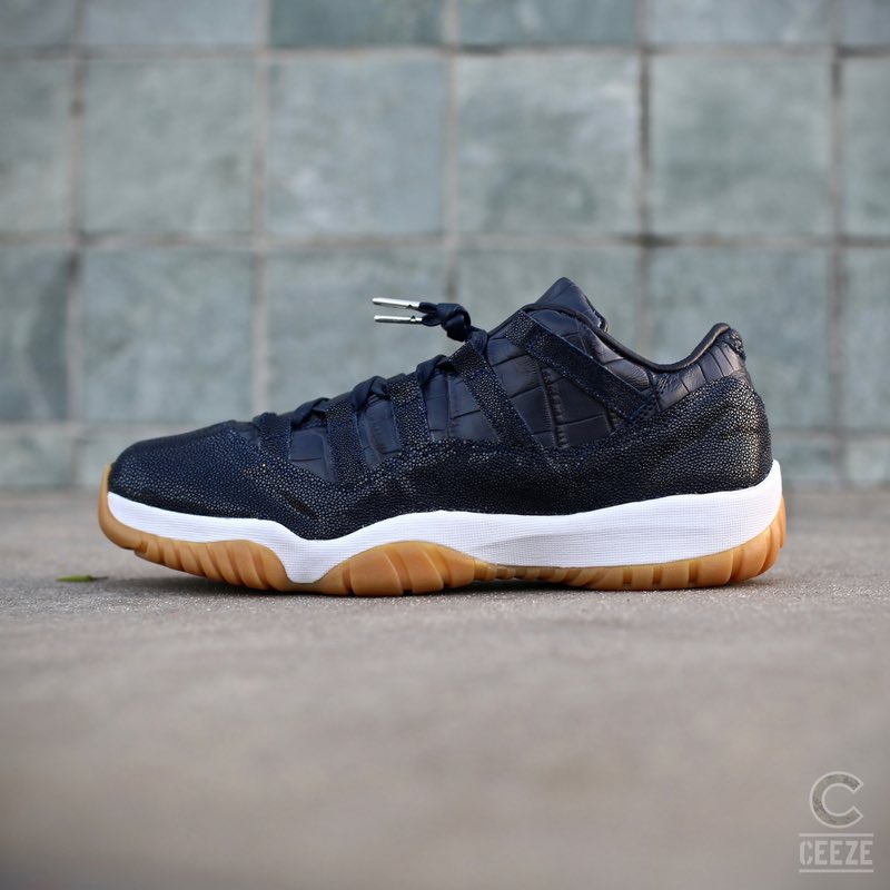 "Pacific" Air Jordan 11 Lows, consisting of an upper reconstructed with premium Alligator and Stingray 

#jordans