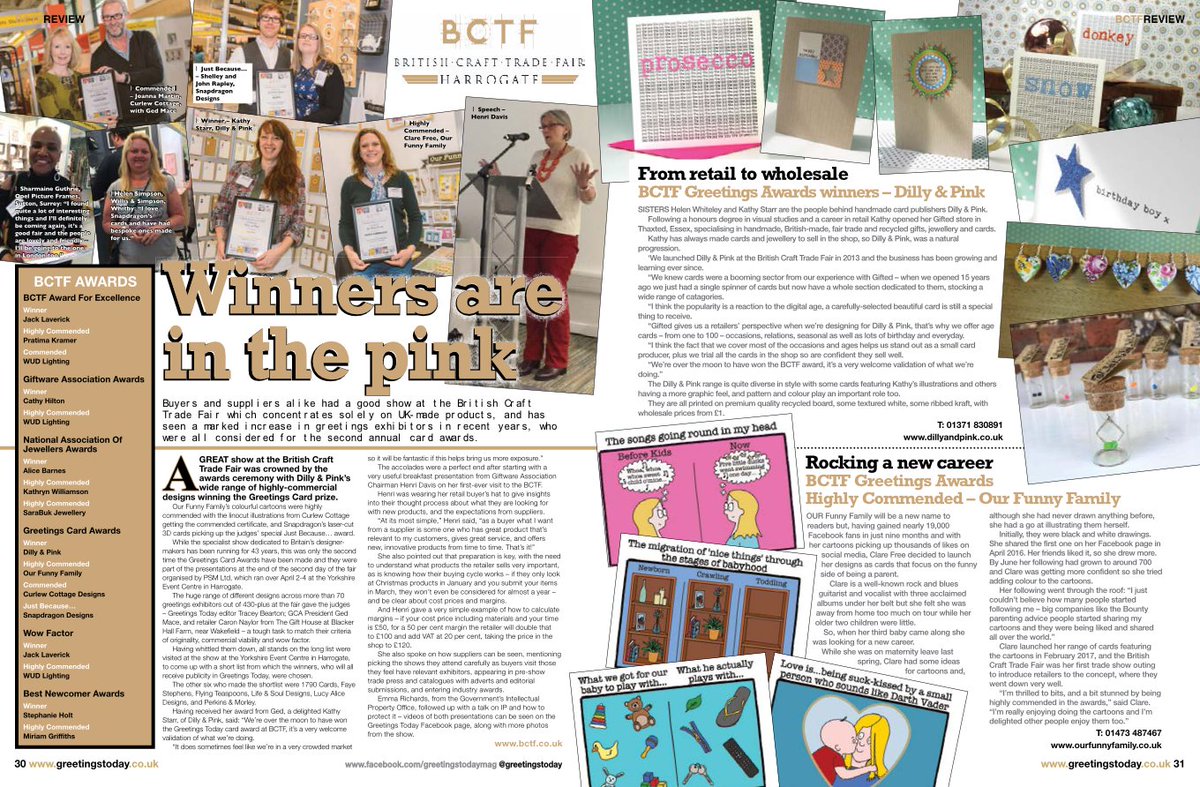 I'm very excited to see a lovely piece on Our Funny Family in <a href="/greetingstoday/">Greetings Today Mag</a> this month