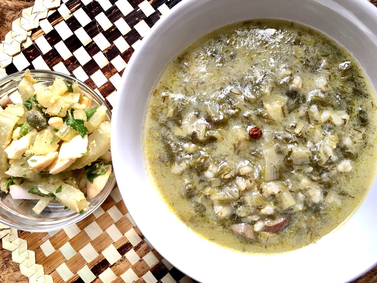 LiasKitchen's tweet photo. May's Recipe - #Greek #vegetarian #Mageiritsa #soup with #Welsh #organic @blaencamelfarm #greens https://t.co/BnG26VRpnx https://t.co/kGFp45lUPT