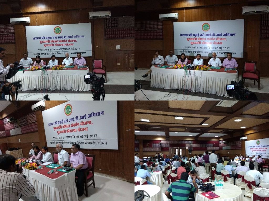 MaP_Skills's tweet photo. Press Conference for #MMKSY #MMKY and #ITICHALEABHIYAN by
Hon. Minister Shri D. Joshi ji, PS and CEO MPSSDM on 03.05.2017
at Bhopal https://t.co/aJUYOtzrSD