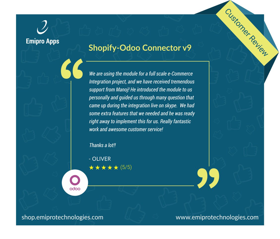 EmiproTech's tweet image. bit.ly/2q5XtKa Tremendous review for the tremendous support! #Shopify #Odoo Connector #eCommerce