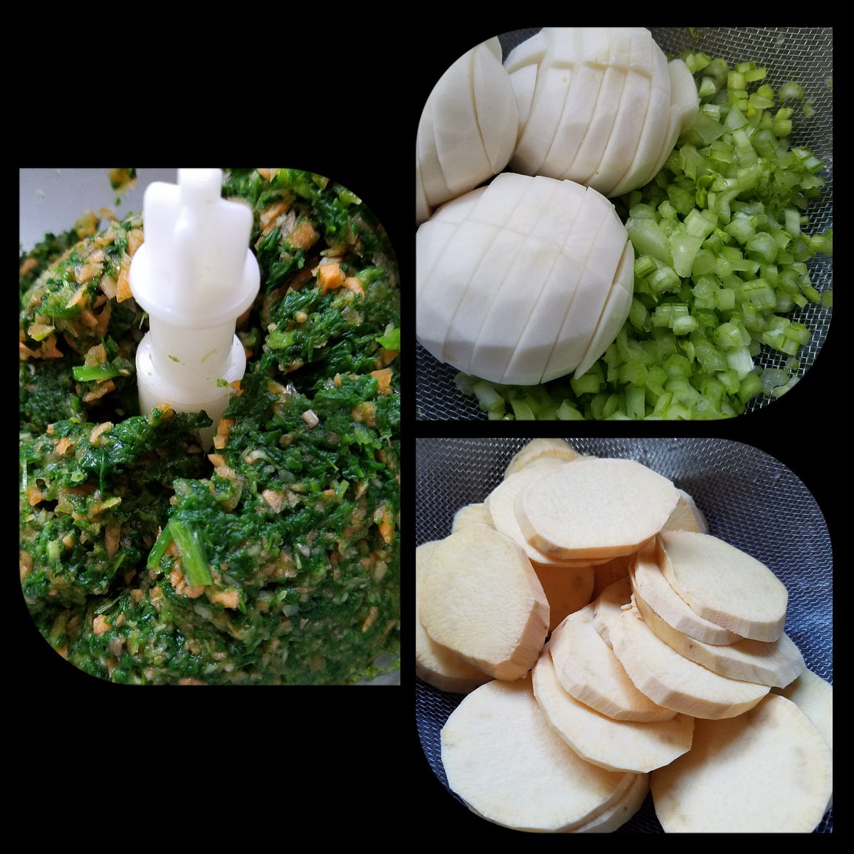 ぽぽん 野菜スープメモ サツマイモ 人参 しめじ ほうれん草 カブ カブの葉 キュウリ しらす ヒマラヤ岩塩 本葛粉 水500cc 圧力鍋10分 混ぜるだけでペースト状 犬ごはん 手作り犬ごはん わんごはん 食物アレルギー アレルギー犬