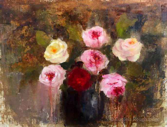 DanaRoughsedge's tweet photo. "Sometimes there's so much beauty in the world I can't take it and I feel like my heart is going to cave in". #oilpainting #bleedingroses https://t.co/QDz36DoBQT