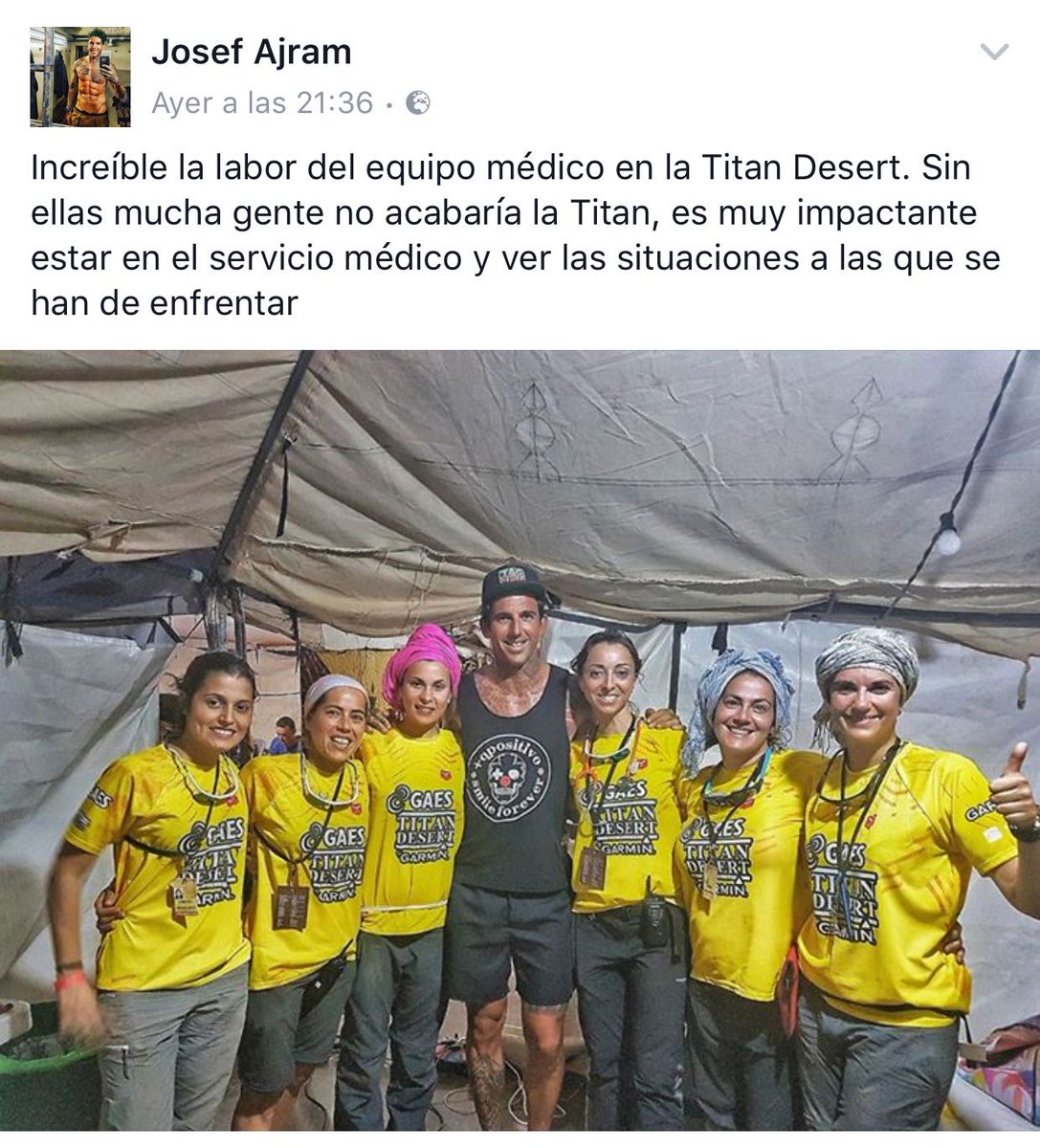 CardiososGP's tweet photo. Gracias @josefajram por el comentario! #titandesert2017 https://t.co/4094j5l2PM