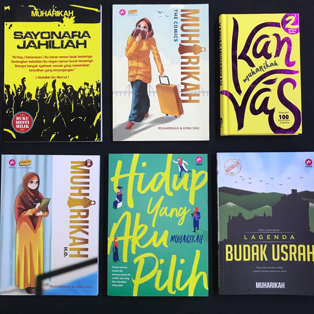 muharikah's tweet photo. Alhamdulillah. 6 buku saya ada jual di @hijrah_indie . Semua ditulis sepanjang 4 tahun lepas. Tq kepada yang support! https://t.co/a0v4M4h35U