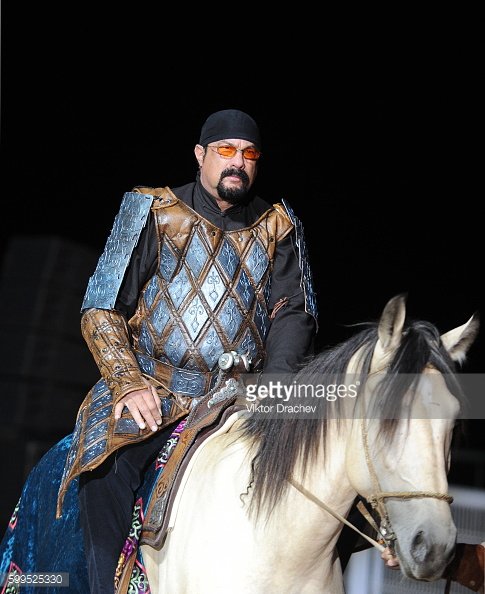 Seagal medieval-steven em um cavalo t camisa de algodão das