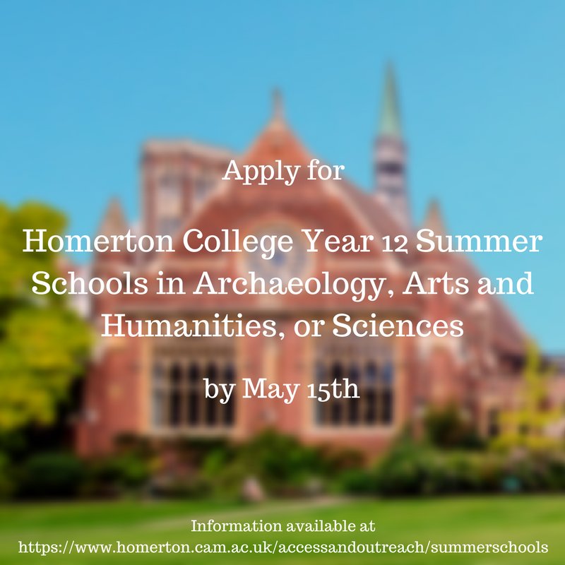 HomertonSLO's tweet image. Not long left to apply to our Yr 12 @HomertonCollege Summer Schools. Deadline May 15th! homerton.cam.ac.uk/accessandoutre…