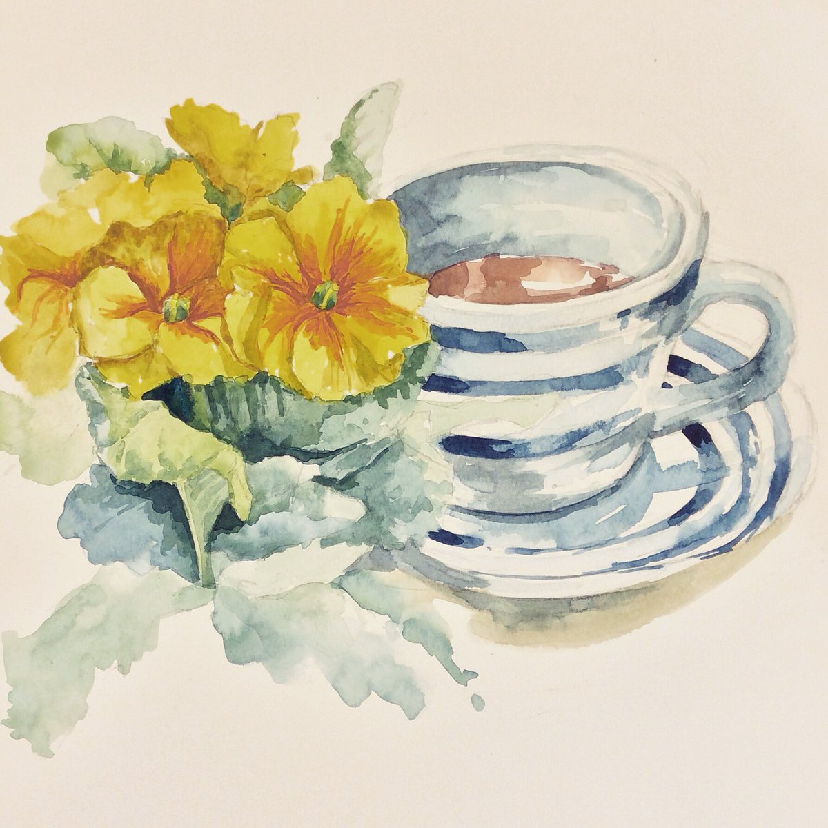 CopperLeafCraft's tweet photo. Taking a teabreak whilst I decide if this painting is finished!Try watercolour for £7.50- all kit provided #watercolourtuition #artschool https://t.co/fQZZabNuik