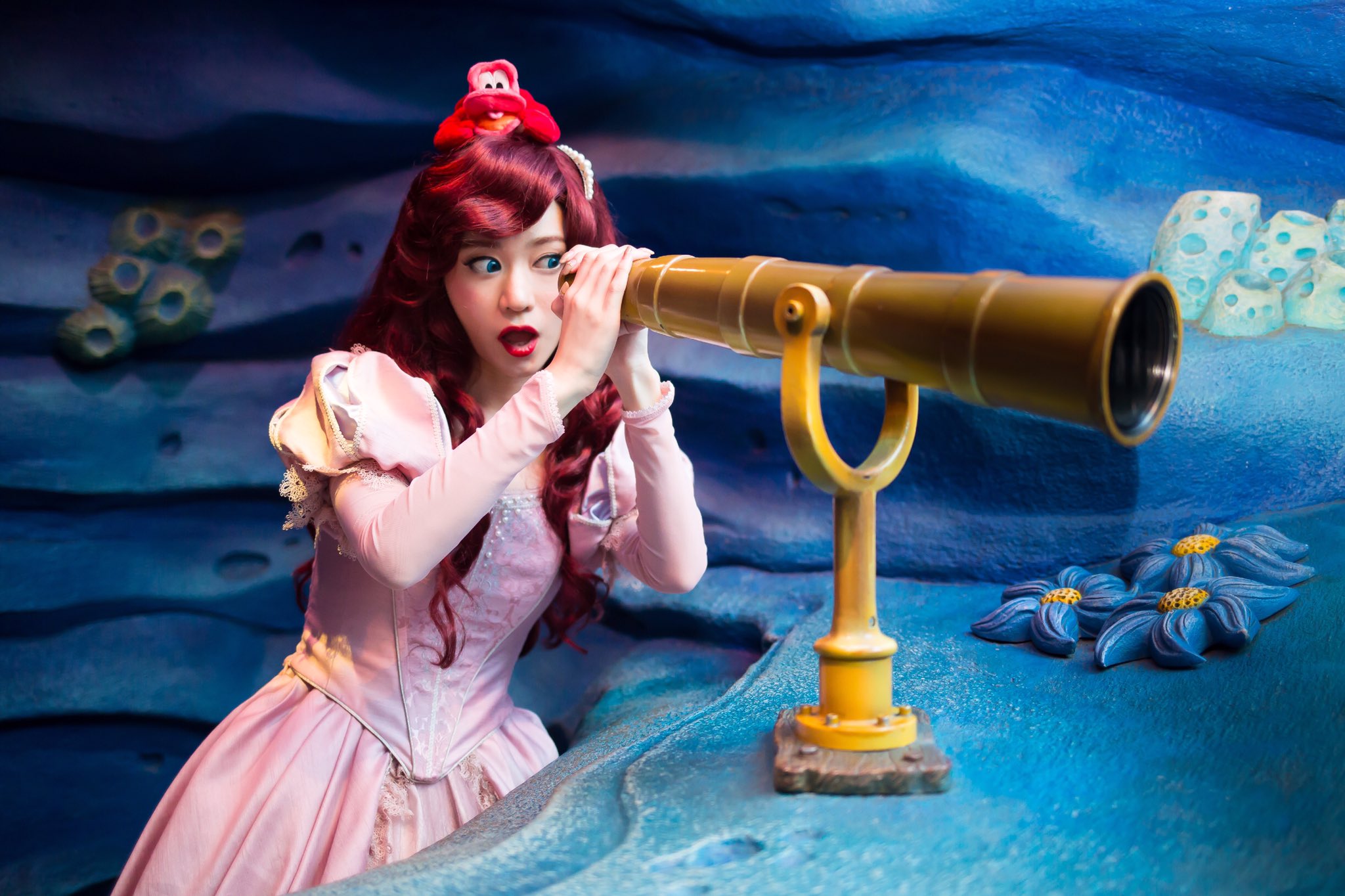 Disney アリエル　Dハロ　ピンクドレス　リトルマーメイド　ディズニー Dハロラスト投稿🥹🤍🐠 Ariel with pink dress
