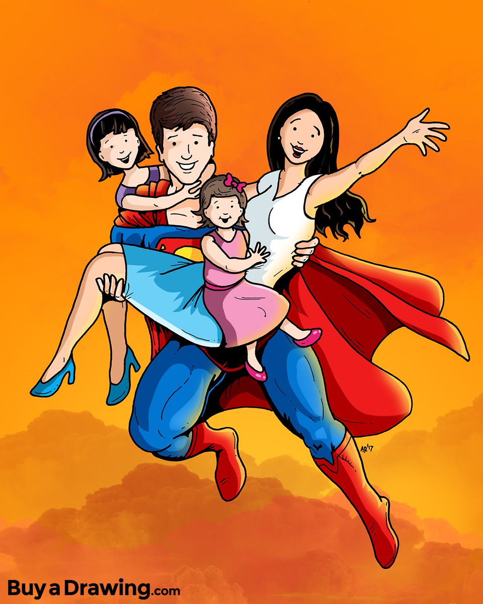 Growing up every kid thinks their Dad is Superman…and rightfully so! Drew this one for Ellie V.'s husband for a birthday gift. #cartoonist