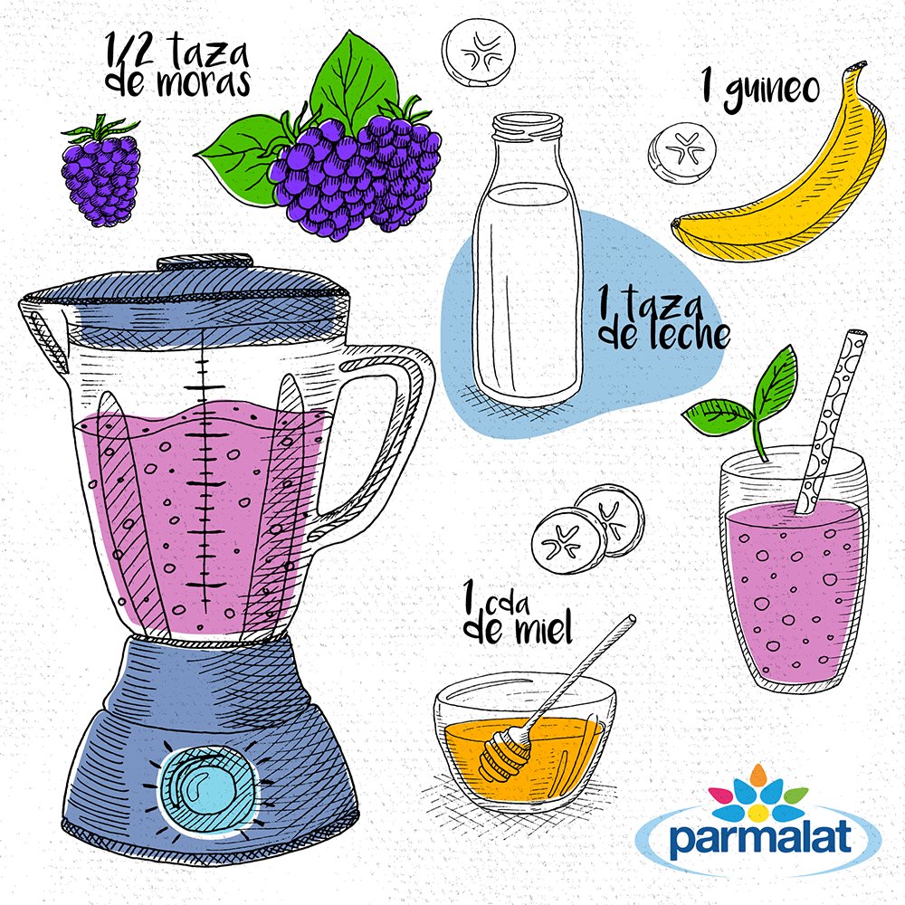 Una opción ideal para iniciar tu semana es  preparando un Smoothie con #Parmalat 🍇🥛🍌🍯