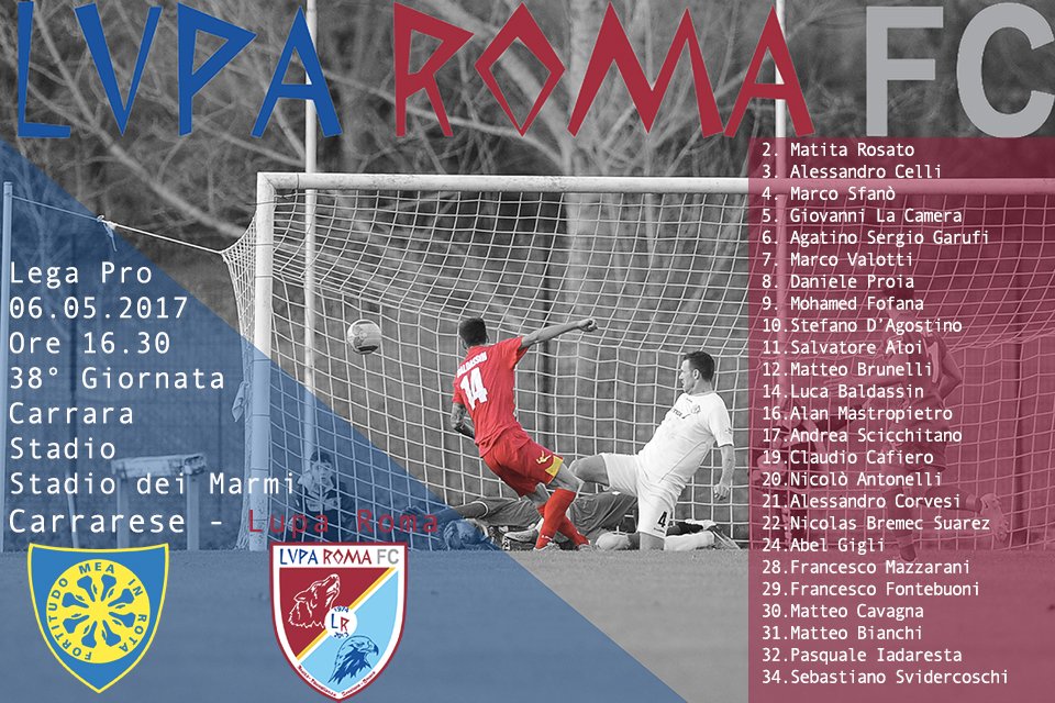 Carrarese - Lupa Roma i convocati #legapro #legaproA @LegaProOfficial