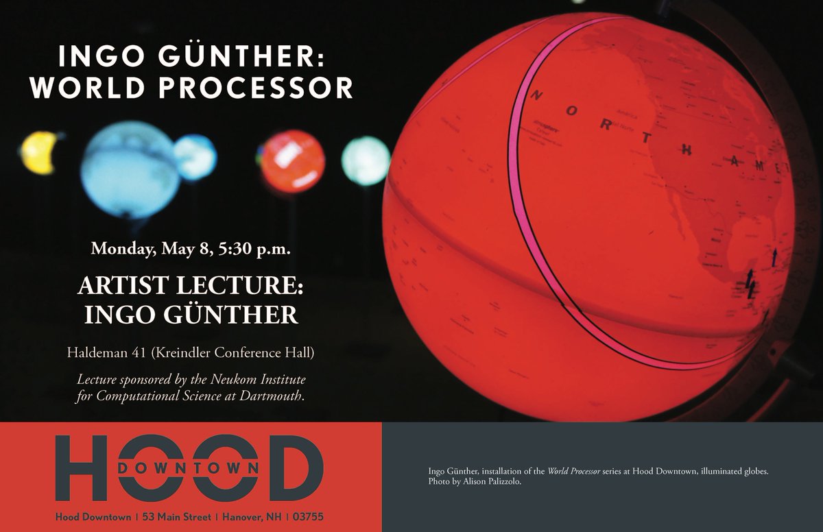 HoodMuseum's tweet photo. Mon., May 8, in Haldeman 41 (Dartmouth campus), join us for an artist lecture with Ingo Günther. He will discuss his #WorldProcessor series. https://t.co/WGXXYORV5X