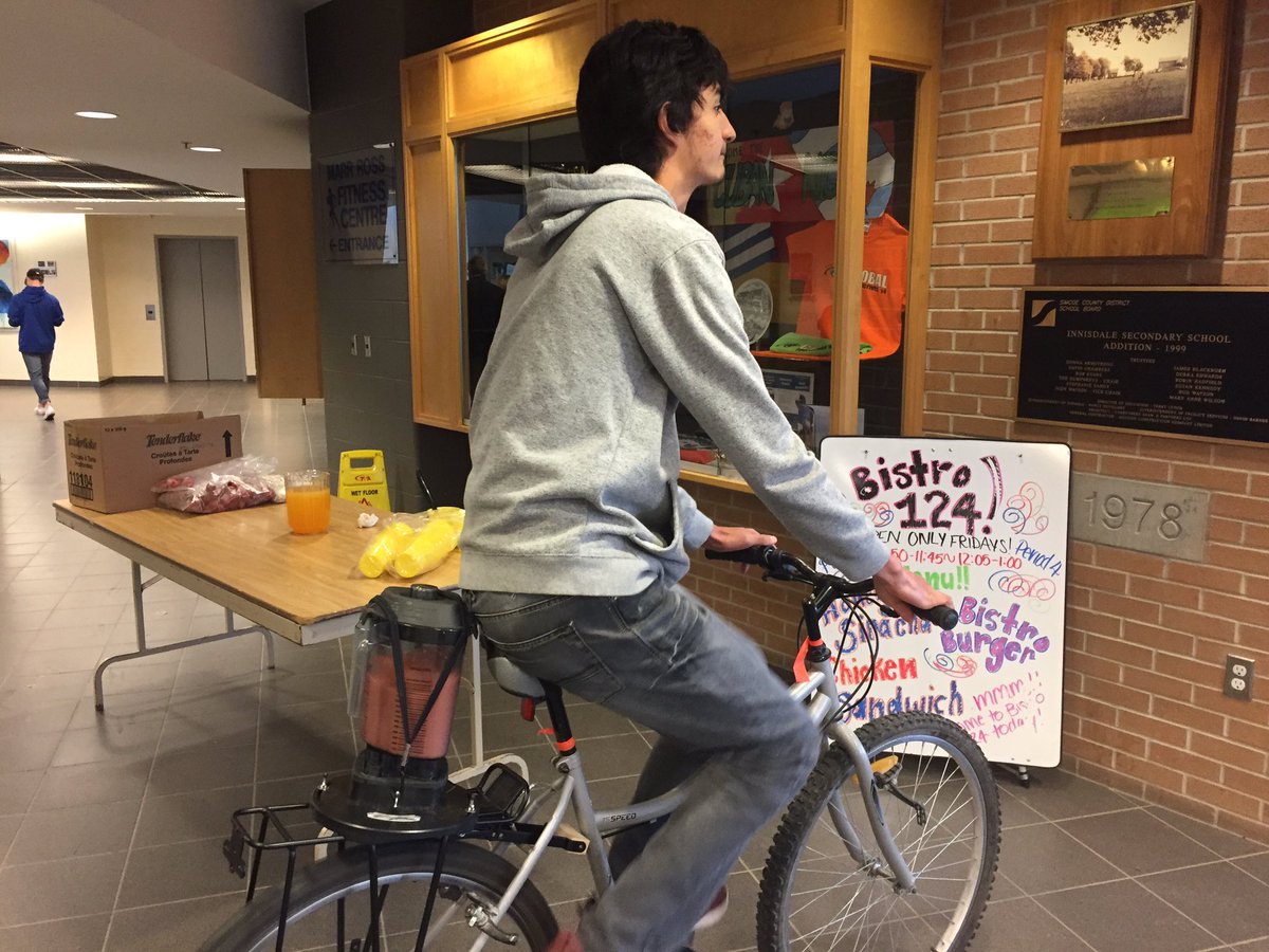 hmcleanEDU's tweet image. @ISSUpdates is wrapping up Mental Health week. Physical activity can help our mental wellness. Pedal to make a smoothie!!