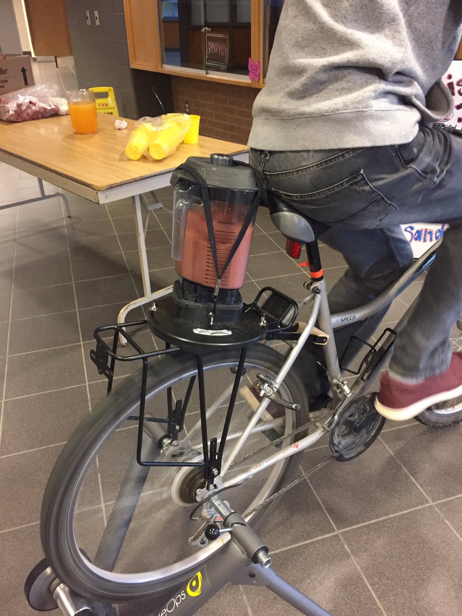 hmcleanEDU's tweet image. @ISSUpdates is wrapping up Mental Health week. Physical activity can help our mental wellness. Pedal to make a smoothie!!