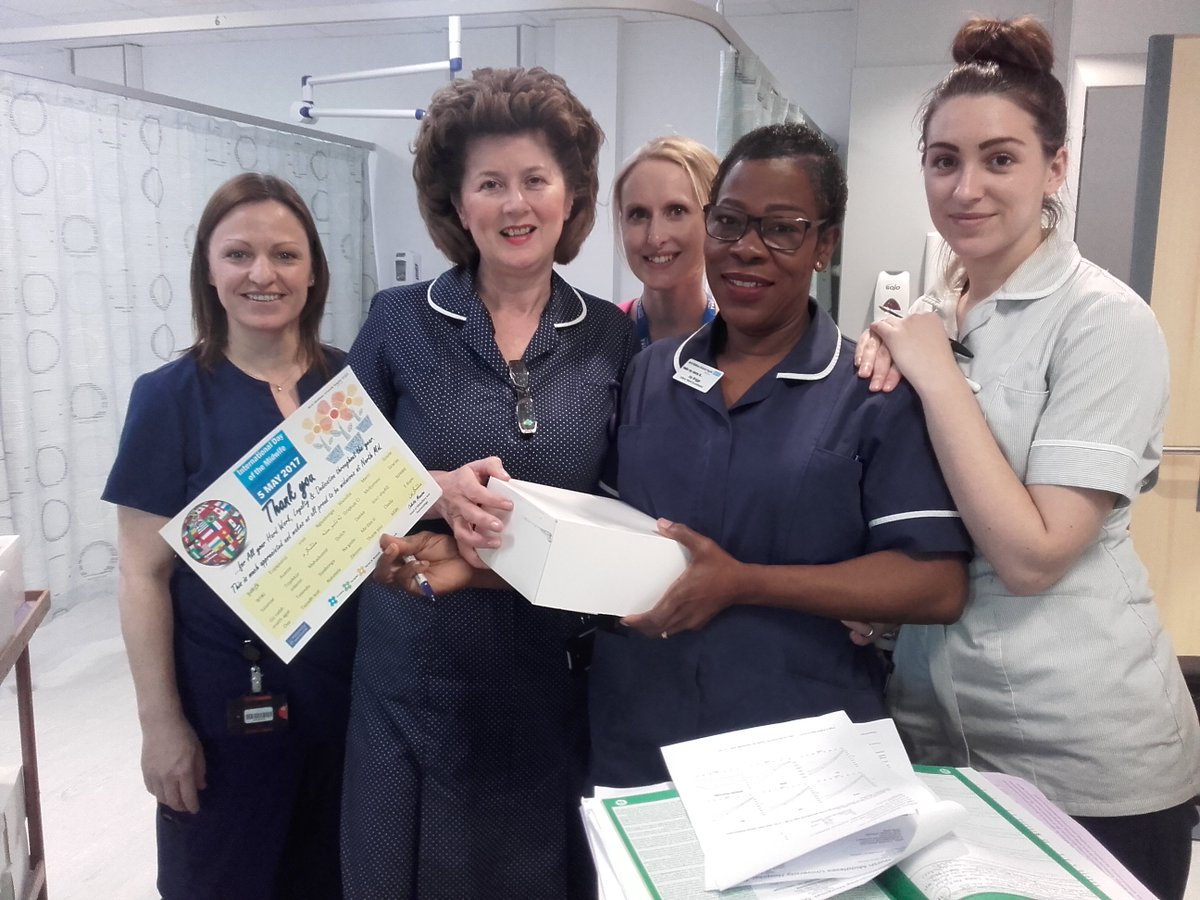 Head of Midwifery Colette Mannion delivers thank you cards and cakes to maternity staff on duty