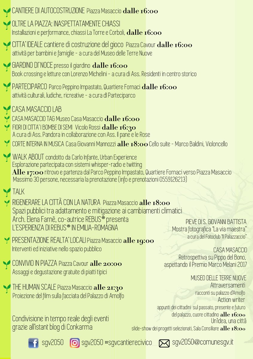 sgv2050's tweet photo. Sabato 13 maggio 2017 un nuovo evento partecipativo #SanGiovanniValdarno! 
Info e prenotazioni: 
Tel. 055 9126213
Vi aspettiamo! #SGV2050 https://t.co/c6BlRzFMg5