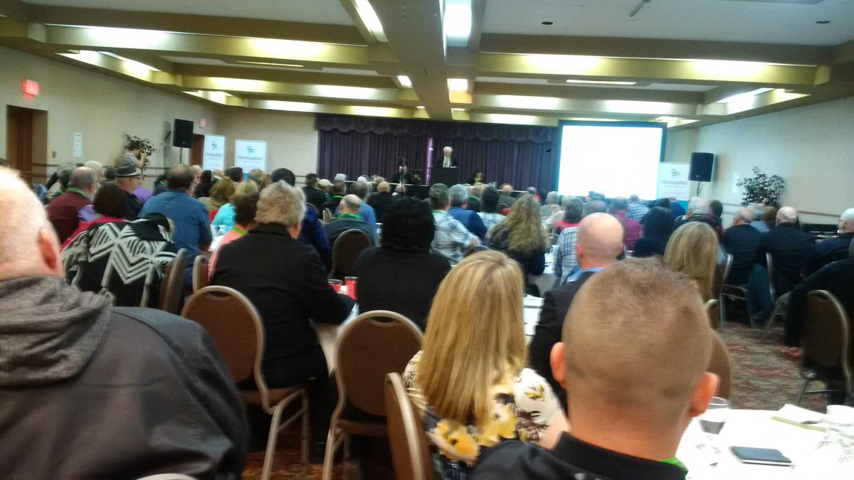 Minister Joyce taking questions from Municipal Leaders in Gander today.