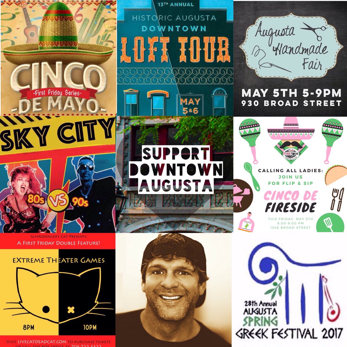TONIGHT First Friday,Loft Tour,Handmade Fair,80svs90s Night,Flip &amp; Sip,Theater Games,Billy Currington,Greek Festival #supportdowntownaugusta