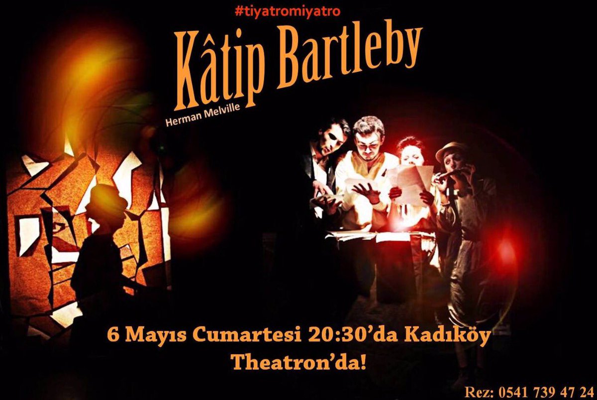 #KatipBartleby YARIN AKŞAM 20:30'da <a href="/KadikoyTheatron/">Kadıköy Theatron</a>'da. Herkesi bekleriz!! 🎩