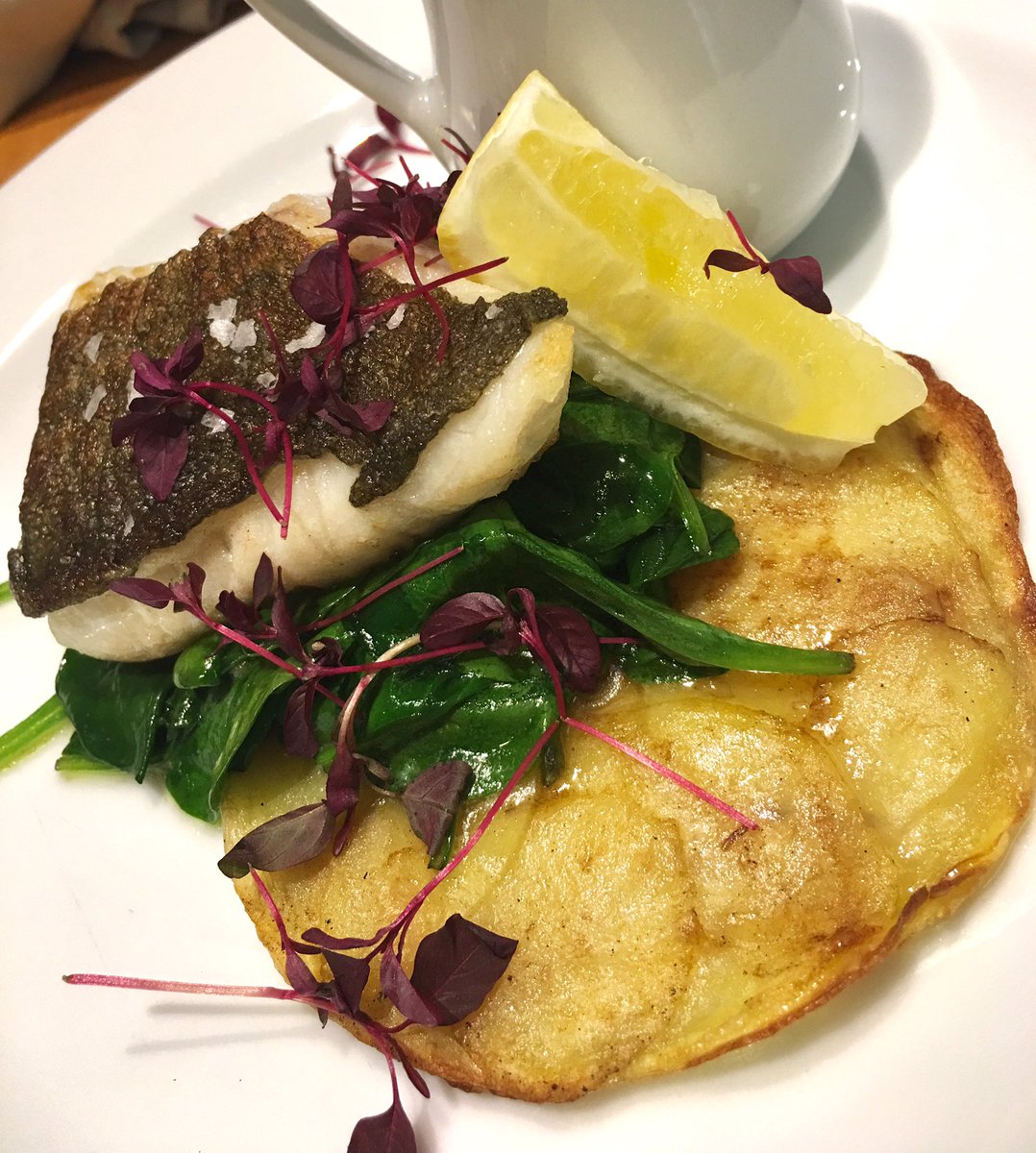 Scrumptious doesn't come close!! #roastedcod #wiltedspinach white wine tomato &amp; lemon #veloute #linsmohr #newmenu #FoodieFriday
