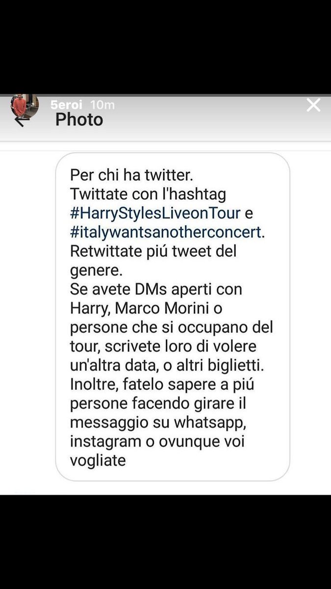 shawnjsmine's tweet photo. #ItalyWantsAnotherConcert potete mandarlo a tutti i gruppi che potete? per favore. #HarryStylesLiveonTour https://t.co/PFN8IXsoXS