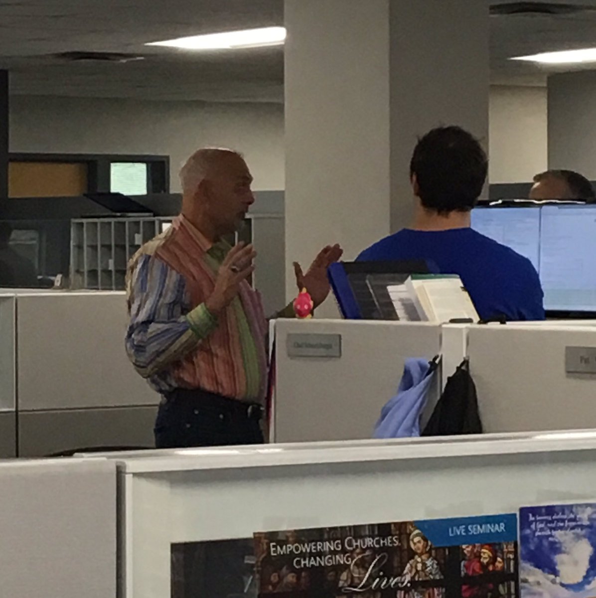 requiredrunning's tweet photo. Apparently he got his shirt free when mailing in 3 UPC codes from boxes of Fruit Loops. Mike appears to be jealous. #PSoftAtWork https://t.co/XA4BwP1enC
