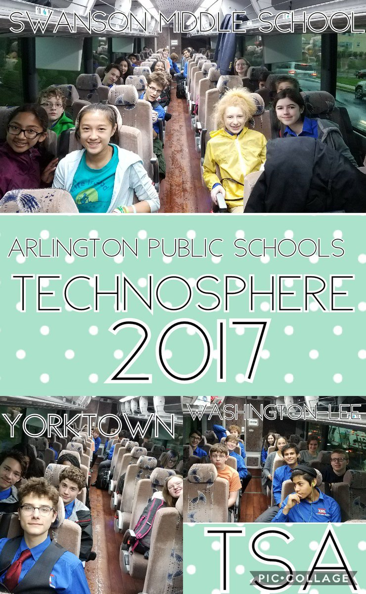 daniellenmeyer's tweet photo. @GeneralsPride @Ms_Brawner @MrDemarino @SwansonAdmirals Are off to Hampton, VA for @VirginiaTSA Technosphere 2017! @APS_CTAE https://t.co/Vy2wsAiRlz