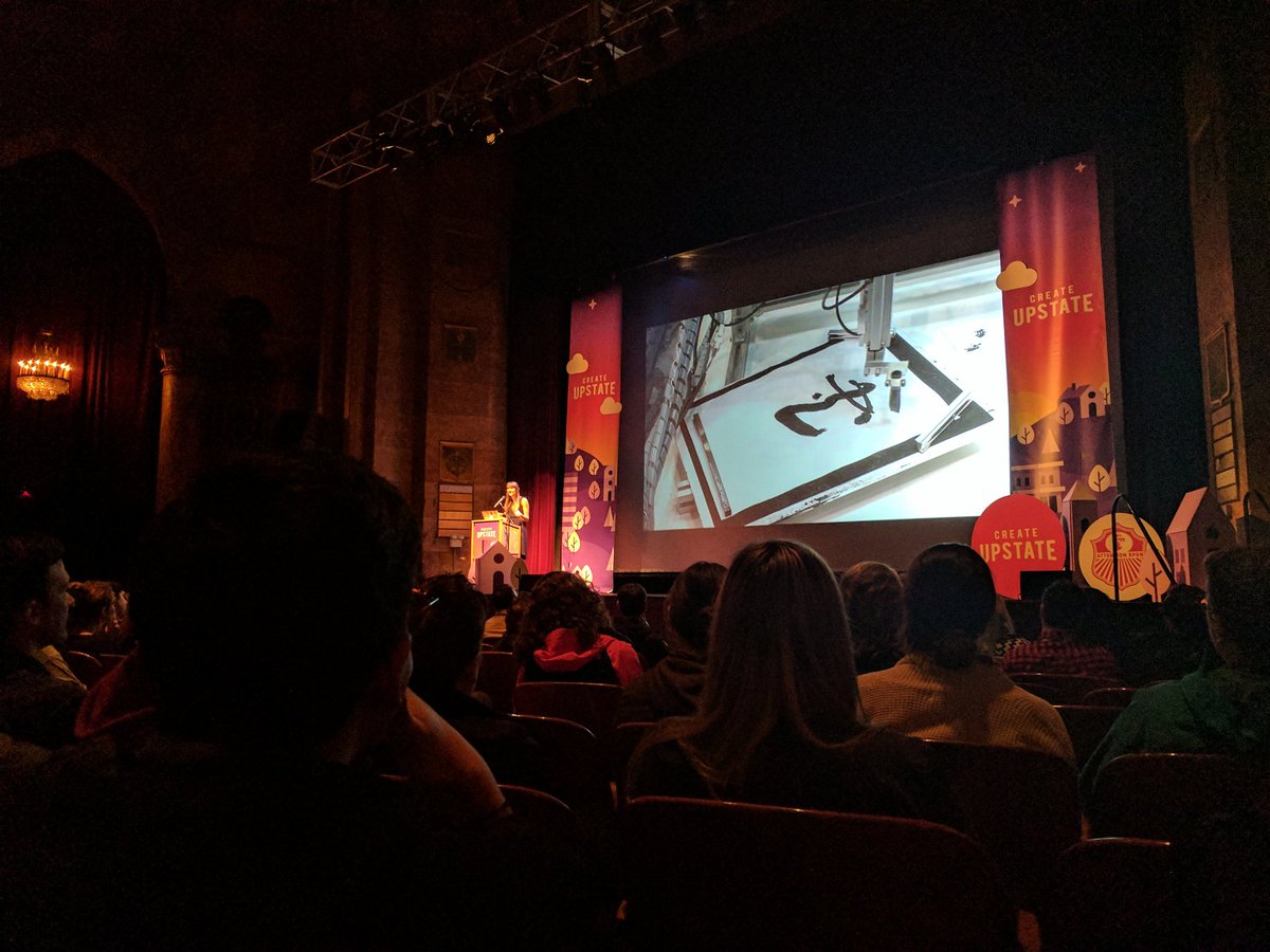 shkeating's tweet image. . @mrseaves talking about calligraphy robots 😯 #createupstate