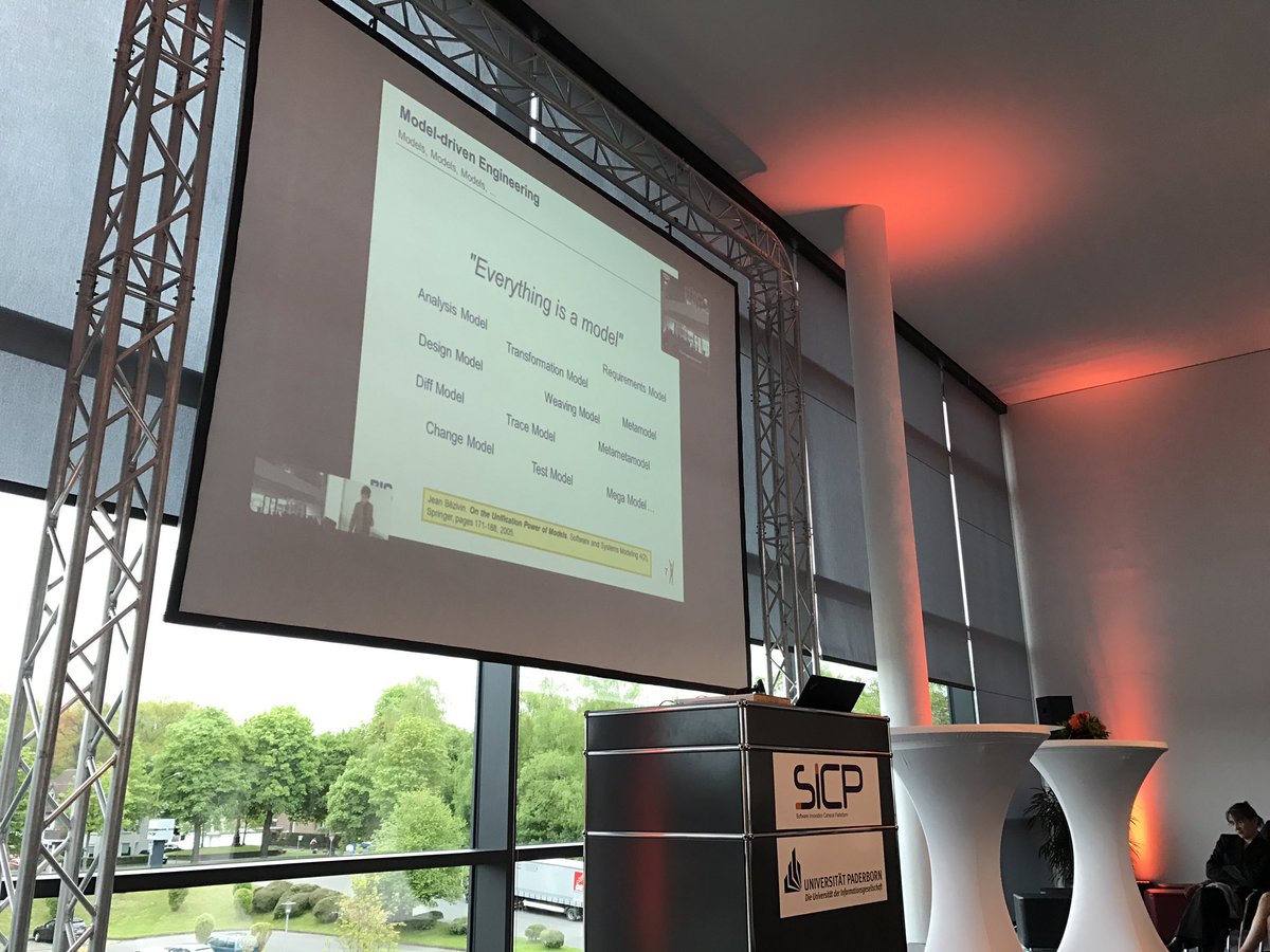 SICPaderborn's tweet image. Gerti Kappel würdigt die Forschungsleistung der FG ENGELS: Model-driven Engineering: Everything is a Model, but no Model is an Island #mst20