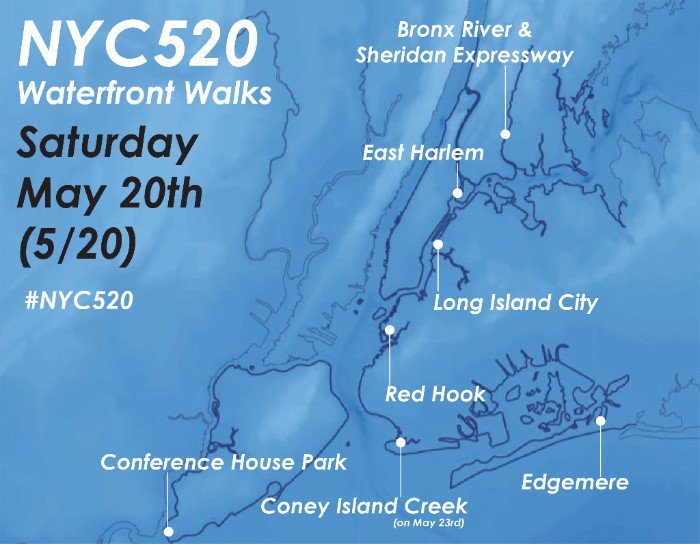 On May 20, DCP &amp; its partners will host free waterfront walks along NYC's 520 miles of waterfront! Register: bit.ly/2qJP7nD #NYC520