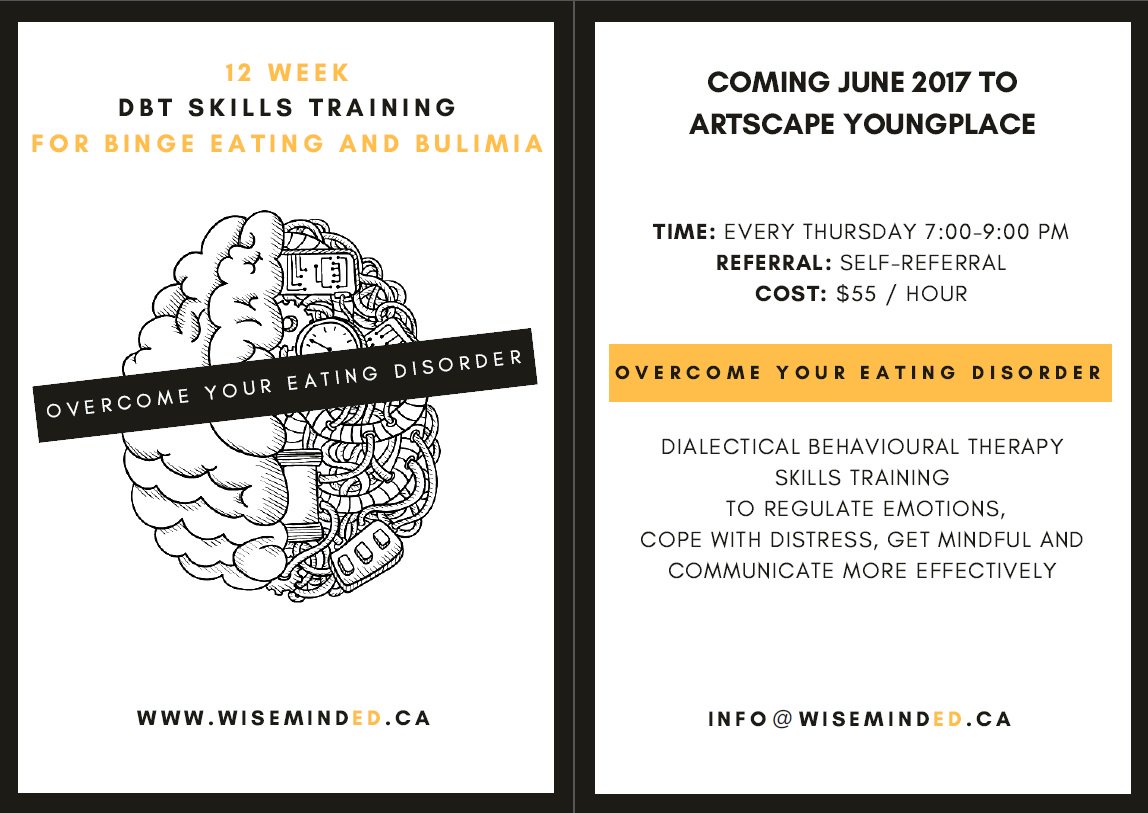 wisemindskills's tweet photo. We are SO pleased to announce that registration is open for the Wiseminded DBT course! Self-referred, 12-week course for #eatingdisorders https://t.co/s3JUtlKAWX