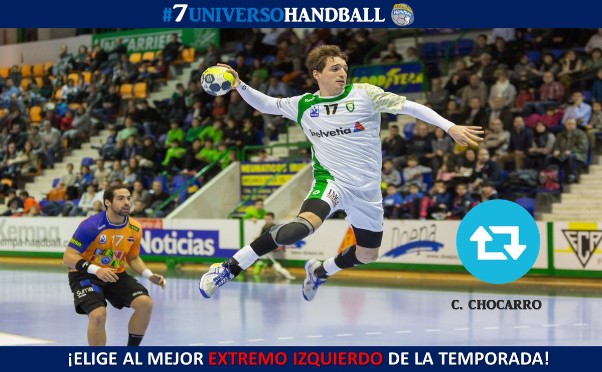 UniversoHB's tweet photo. [#7UniversoHandball🏆] RT para votar a @chocarro17 como mejor extremo izquierdo de @balonmanoASOBAL. 💥 https://t.co/NQHwCJzsxr