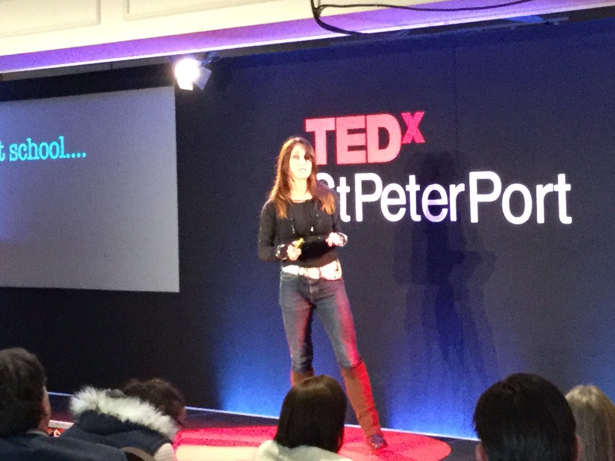 TEDxStPeterPort's tweet photo. @CCAwardsUK Chrissy Levett on stage talking about her creative conscience. Sharing her personal stories about dyslexia https://t.co/XZO3Ss8A4c