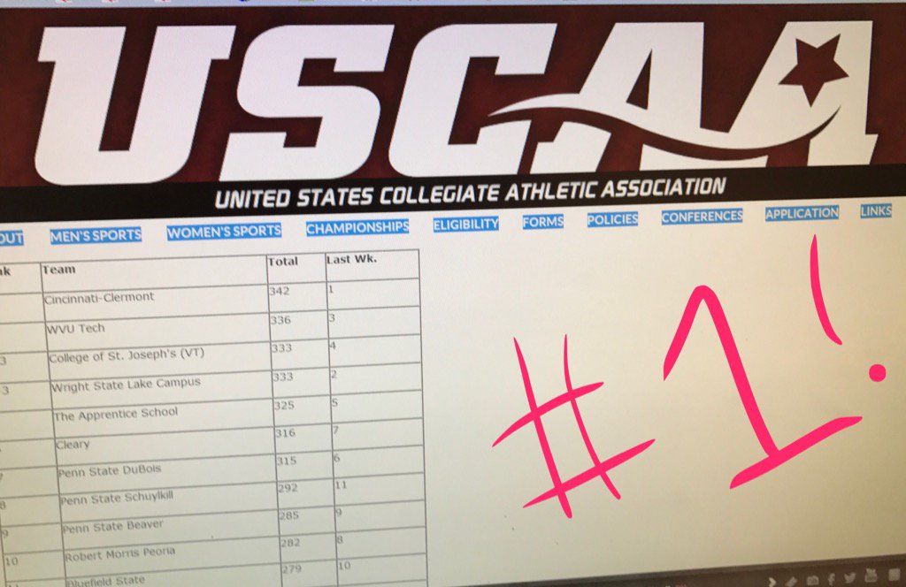 blainekelley's tweet image. @ucclermont still #1 @USCAA baseball rankings! #SmallCollegeWorldSeries is in our future!