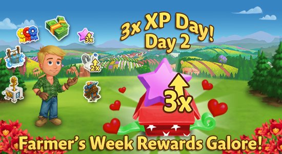 farmville2's tweet photo. Free 3x Xp today! Share this wonderful news with the people you love! #FV2FarmersWeek๐จโ๐พ๐ฉโ๐พ #FridayFeeling๐ ๐ https://t.co/hq92FH32lJ https://t.co/UPPa8KCUh1